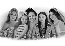 Load image into Gallery viewer, Black and white portrait - Female relatives drawing - Black & white portrait - drawings and portraits from your photos - drawking.com - DrawKing