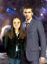 Load image into Gallery viewer, Color portrait with background - girl drawn with doctor who in space theme - colour portrait - drawings and portraits from your photos - drawking.com - DrawKing