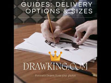 Load and play video in Gallery viewer, Black & White Portrait as a character (with a drawn background)