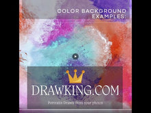 Load and play video in Gallery viewer, Black & White Portrait with pets/animals (with a drawn background)