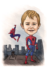 Load image into Gallery viewer, Color drawing as a character - Boy drawn as spriderman  - drawings and portraits from your photos - - drawking.com - DrawKing
