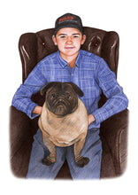 Load image into Gallery viewer, Color portrait  - Boy drawn with his dog - colour portrait - drawings and portraits from your photos - drawking.com - DrawKing

