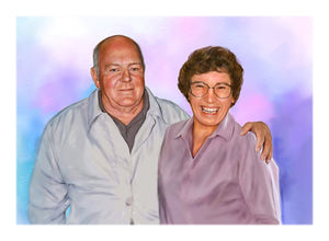 Color portrait with pattern background - Couple drawn together - colour portrait - drawings and portraits from your photos - drawking.com - DrawKing