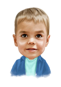 Colour caricature - Little boy drawn caricature style - drawings and portraits from your photos - drawking.com - DrawKing