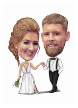 Load image into Gallery viewer, Colour caricature - Wedding themed - drawings and portraits from your photos - drawking.com - DrawKing
