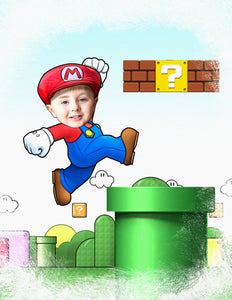 Colour drawing as a character - Mario world themed drawing  - drawings and portraits from your photos