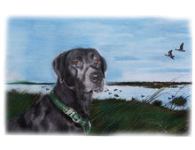Load image into Gallery viewer, Colour pet portrait - Dog drawn near lake - Color drawing -drawings and portraits from your photos - drawking.com - Drawking
