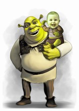 Load image into Gallery viewer, Colour with character - Little boy drawn with dreamworks Shrek - Color drawing -drawings and portraits from your photos - drawking.com - Drawking
