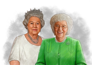 Colour with character - Woman drawn with the Queen   - Color drawing -drawings and portraits from your photos - drawking.com - Drawking