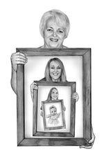 Load image into Gallery viewer, Black &amp; White &quot;frame within frame&quot; generations portrait
