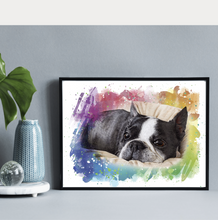 Load image into Gallery viewer, Color Portrait with pets/animals (with a pattern background)
