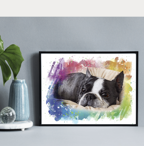 Color Portrait with pets/animals (with a pattern background)